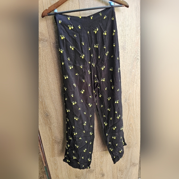 Free People Margot Black Pants with Lemon Print - Picture 3 of 4